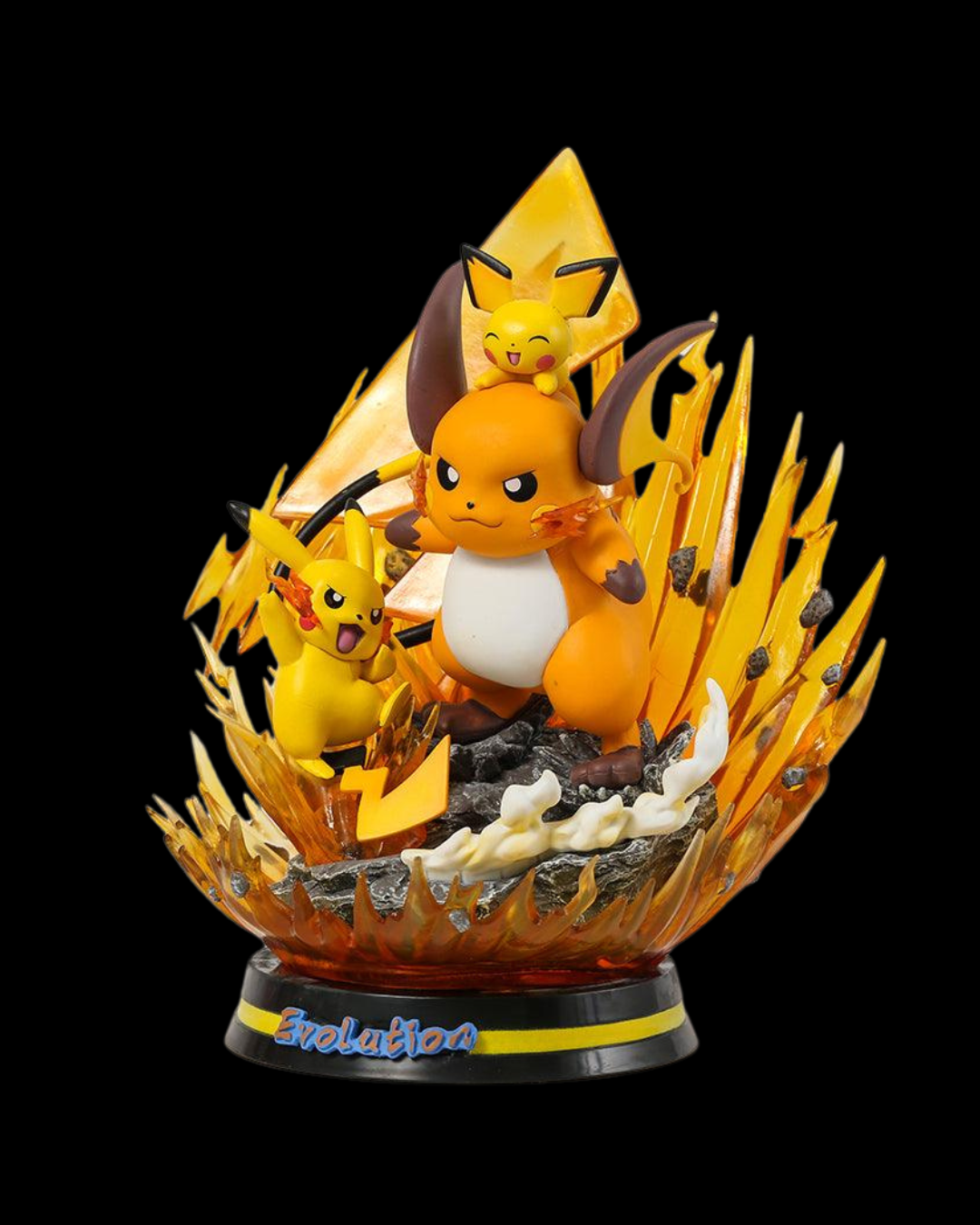 Figura de Pikachu y evoluciones 27cm